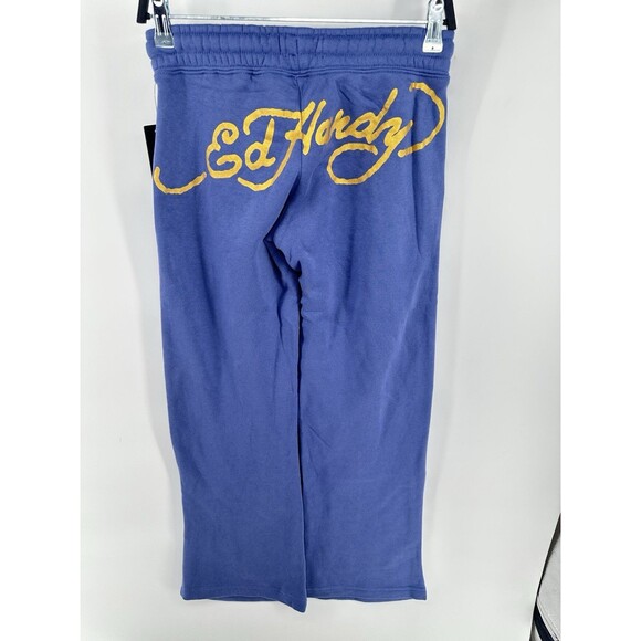 Ed Hardy Sweatpants Womens XS Tiger Lotus Flower Flare Fleece Activewear - Picture 5 of 5